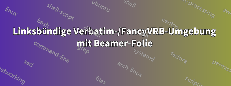 Linksbündige Verbatim-/FancyVRB-Umgebung mit Beamer-Folie