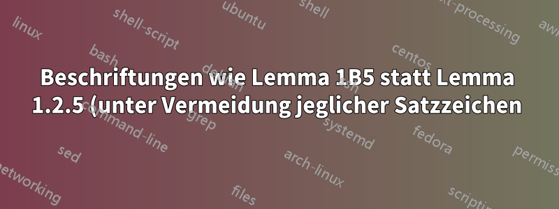 Beschriftungen wie Lemma 1B5 statt Lemma 1.2.5 (unter Vermeidung jeglicher Satzzeichen)