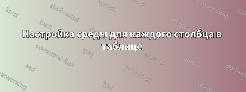 Настройка среды для каждого столбца в таблице