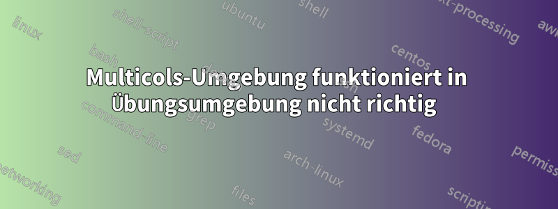 Multicols-Umgebung funktioniert in Übungsumgebung nicht richtig 