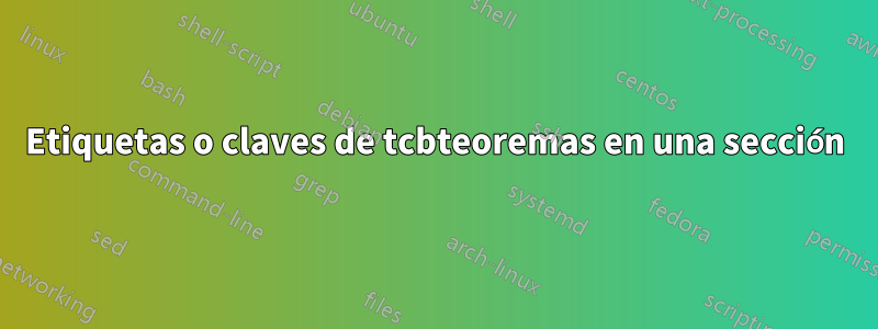 Etiquetas o claves de tcbteoremas en una sección