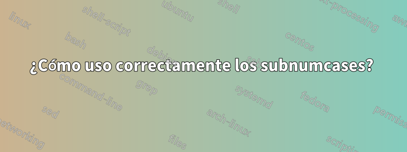 ¿Cómo uso correctamente los subnumcases?