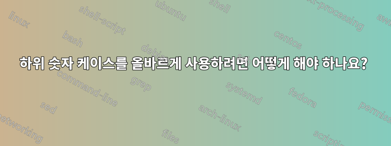 하위 숫자 케이스를 올바르게 사용하려면 어떻게 해야 하나요?