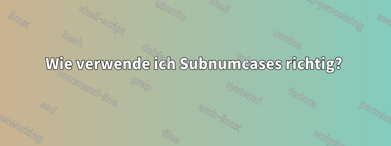 Wie verwende ich Subnumcases richtig?