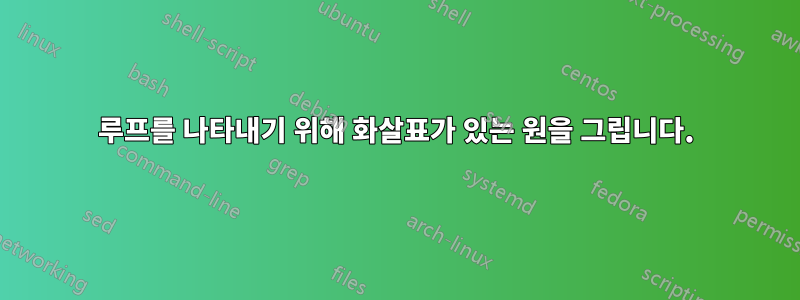 루프를 나타내기 위해 화살표가 있는 원을 그립니다.