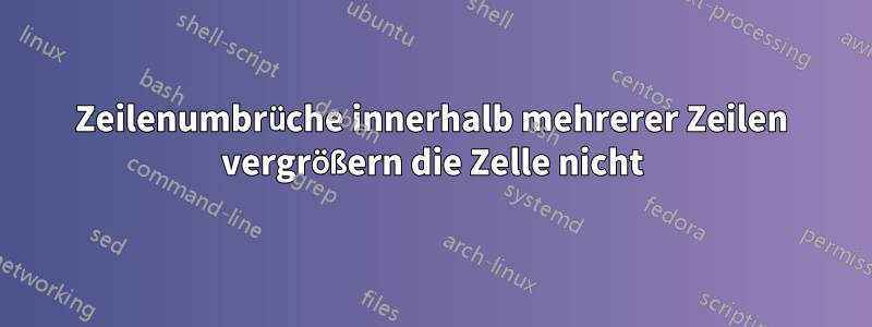 Zeilenumbrüche innerhalb mehrerer Zeilen vergrößern die Zelle nicht