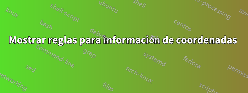 Mostrar reglas para información de coordenadas