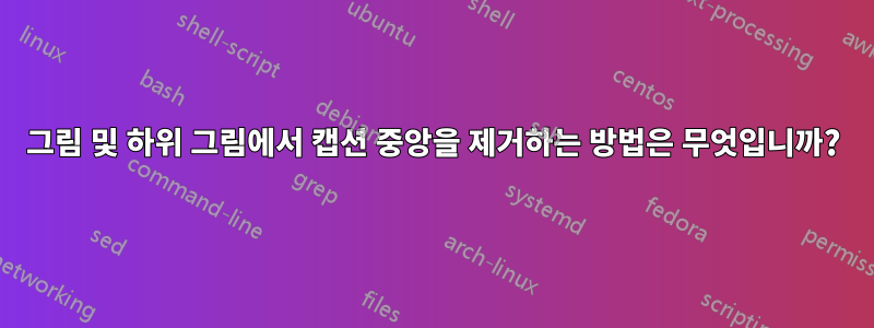 그림 및 하위 그림에서 캡션 중앙을 제거하는 방법은 무엇입니까?