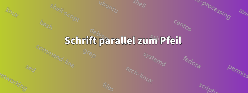 Schrift parallel zum Pfeil