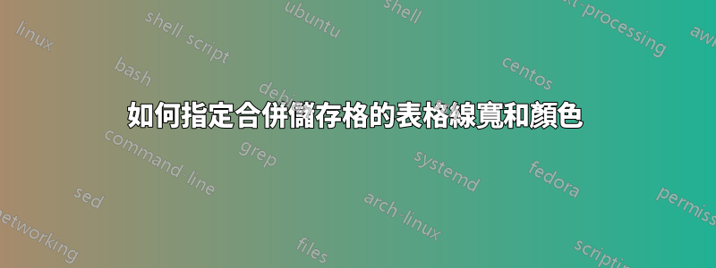 如何指定合併儲存格的表格線寬和顏色