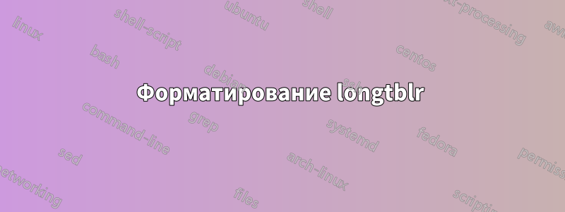 Форматирование longtblr