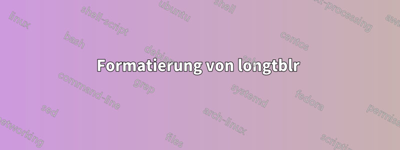 Formatierung von longtblr