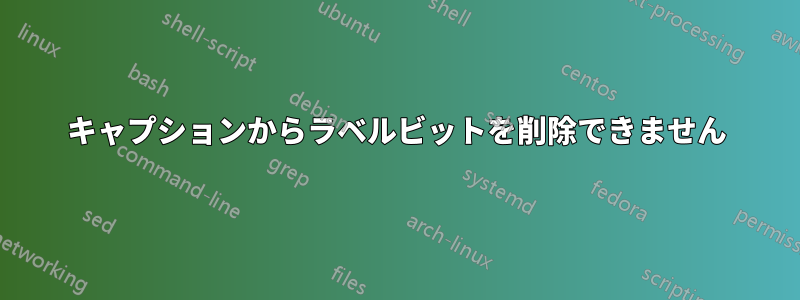 キャプションからラベルビットを削除できません