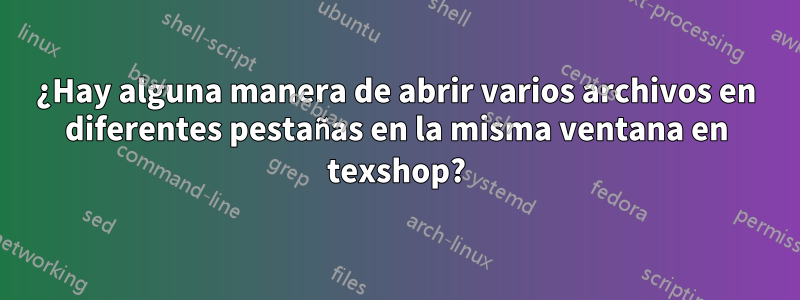 ¿Hay alguna manera de abrir varios archivos en diferentes pestañas en la misma ventana en texshop?