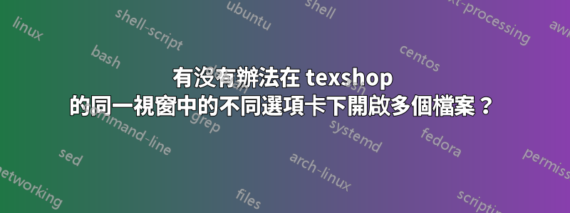 有沒有辦法在 texshop 的同一視窗中的不同選項卡下開啟多個檔案？