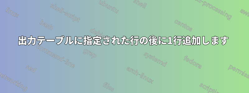 出力テーブルに指定された行の後に1行追加します