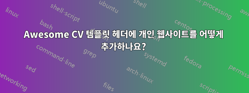 Awesome CV 템플릿 헤더에 개인 웹사이트를 어떻게 추가하나요?