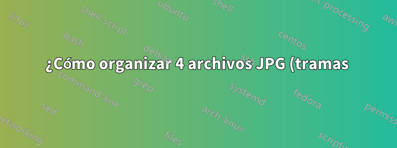 ¿Cómo organizar 4 archivos JPG (tramas) en cuatro cuartos de una página completa?