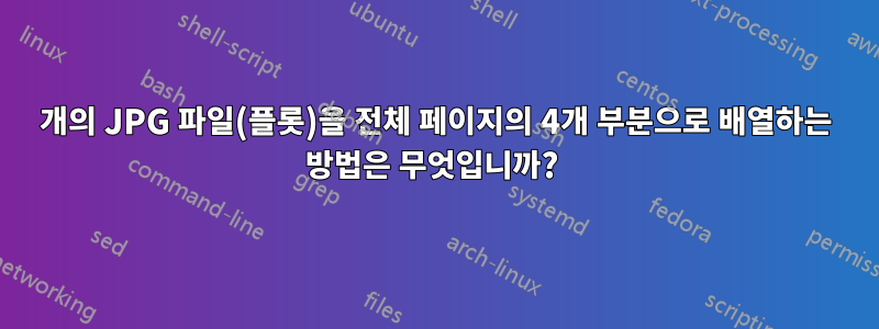 4개의 JPG 파일(플롯)을 전체 페이지의 4개 부분으로 배열하는 방법은 무엇입니까? 