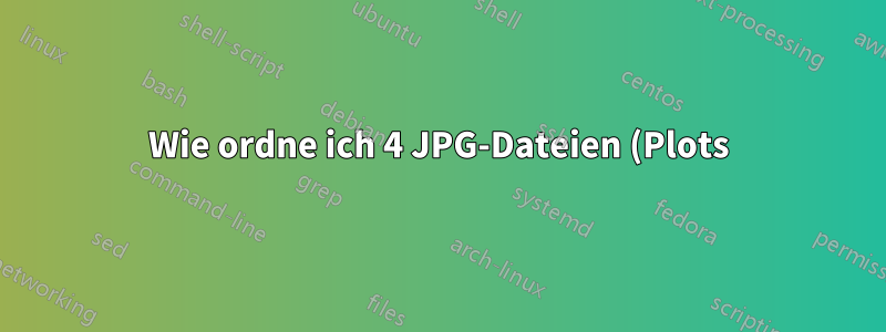 Wie ordne ich 4 JPG-Dateien (Plots) in vier Vierteln einer ganzen Seite an?