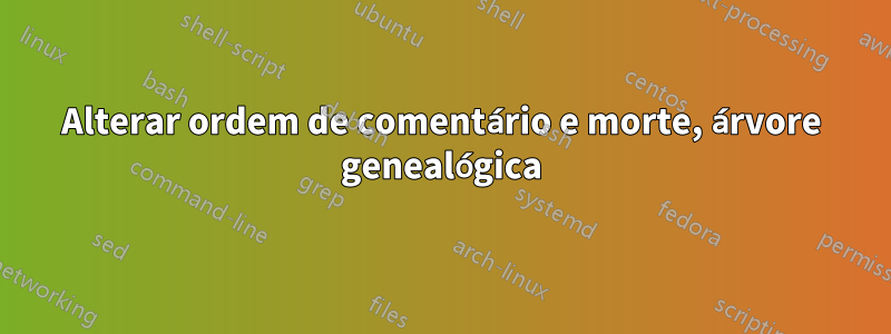 Alterar ordem de comentário e morte, árvore genealógica