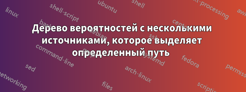 Дерево вероятностей с несколькими источниками, которое выделяет определенный путь 