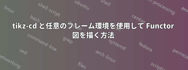 tikz-cd と任意のフレーム環境を使用して Functor 図を描く方法