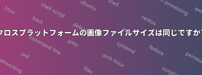 クロスプラットフォームの画像ファイルサイズは同じですか?