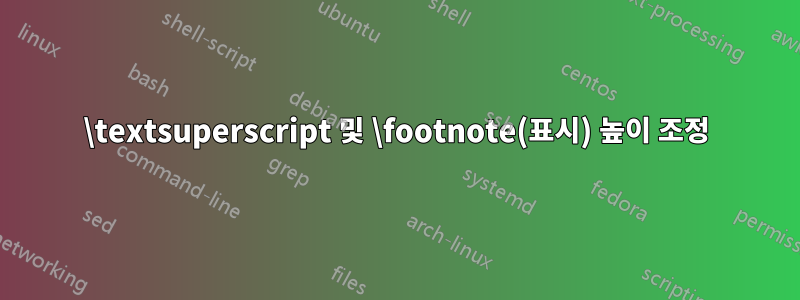 \textsuperscript 및 \footnote(표시) 높이 조정