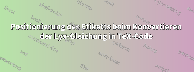 Positionierung des Etiketts beim Konvertieren der Lyx-Gleichung in TeX-Code