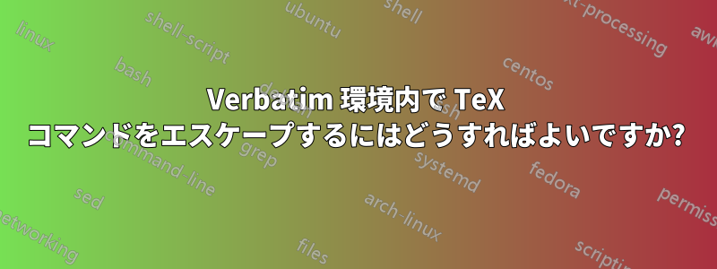 Verbatim 環境内で TeX コマンドをエスケープするにはどうすればよいですか?