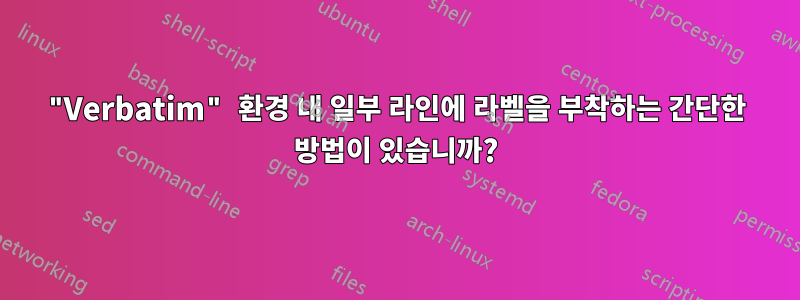 "Verbatim" 환경 내 일부 라인에 라벨을 부착하는 간단한 방법이 있습니까?