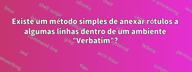 Existe um método simples de anexar rótulos a algumas linhas dentro de um ambiente "Verbatim"?