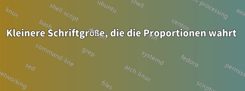 Kleinere Schriftgröße, die die Proportionen wahrt 