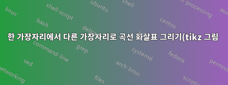 한 가장자리에서 다른 가장자리로 곡선 화살표 그리기(tikz 그림)