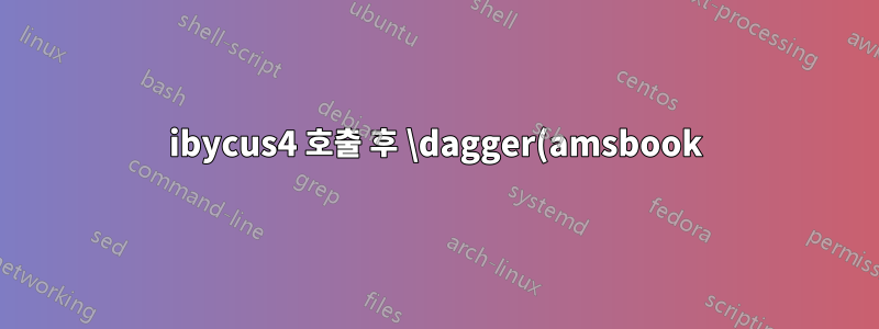 ibycus4 호출 후 \dagger(amsbook)가 인쇄되지 않습니다.