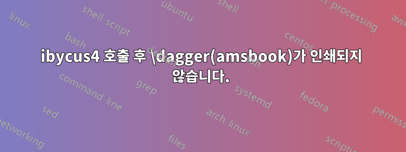 ibycus4 호출 후 \dagger(amsbook)가 인쇄되지 않습니다.