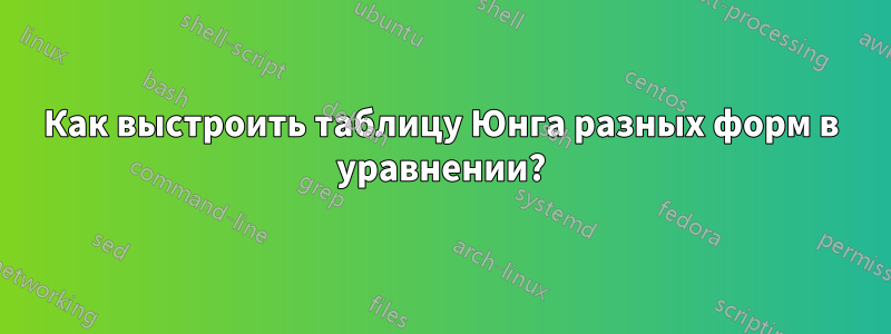 Как выстроить таблицу Юнга разных форм в уравнении?