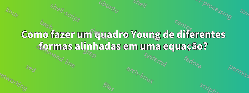 Como fazer um quadro Young de diferentes formas alinhadas em uma equação?