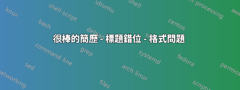 很棒的簡歷 - 標題錯位 - 格式問題