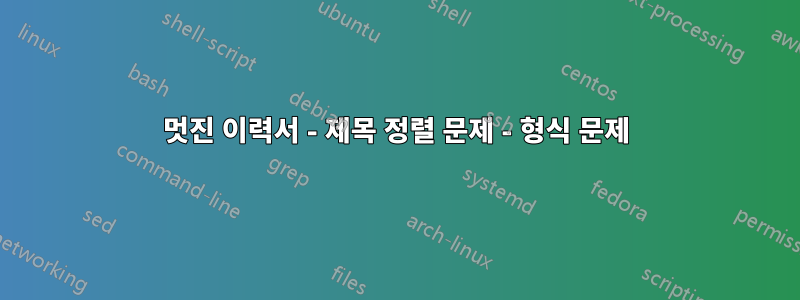 멋진 이력서 - 제목 정렬 문제 - 형식 문제