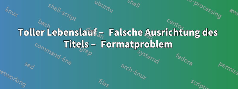 Toller Lebenslauf – Falsche Ausrichtung des Titels – Formatproblem