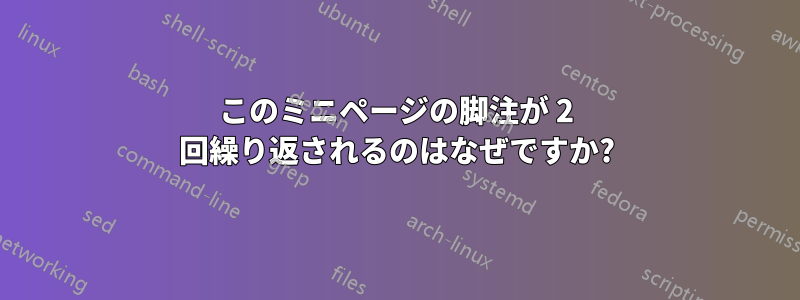 このミニページの脚注が 2 回繰り返されるのはなぜですか?