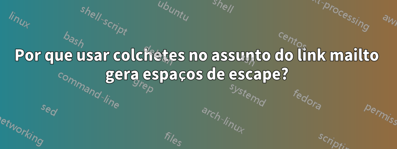 Por que usar colchetes no assunto do link mailto gera espaços de escape?