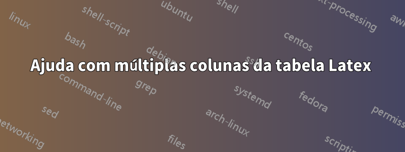 Ajuda com múltiplas colunas da tabela Latex