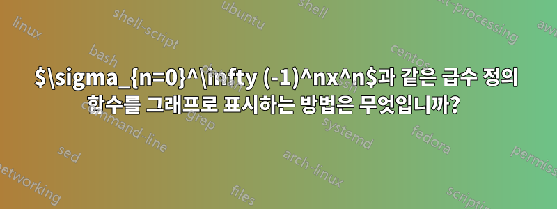 $\sigma_{n=0}^\infty (-1)^nx^n$과 같은 급수 정의 함수를 그래프로 표시하는 방법은 무엇입니까? 
