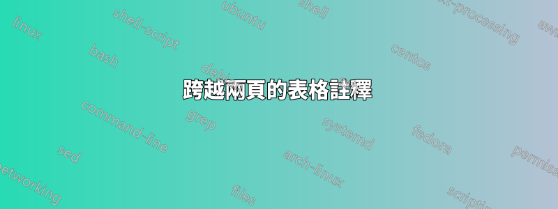 跨越兩頁的表格註釋