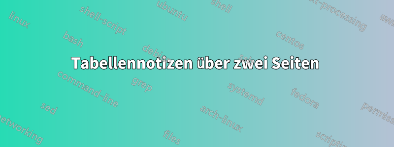 Tabellennotizen über zwei Seiten