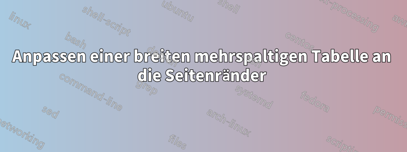 Anpassen einer breiten mehrspaltigen Tabelle an die Seitenränder