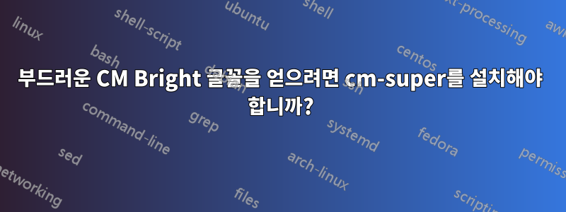 부드러운 CM Bright 글꼴을 얻으려면 cm-super를 설치해야 합니까?